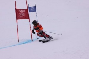 Henry Barth shreds some powder during a race.